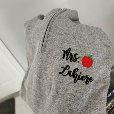 Personalized Teacher Apple Embroidered Sweatshirt Graduation Gift for a New Teacher