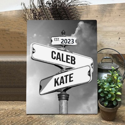 Personalized Last Name Birth Date Vintage Street Sign Multiple Names Premium Canvas Wall Art Best Gift