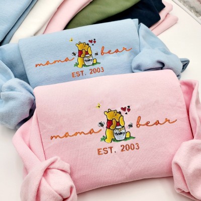 Custom Embroidered Bear Mama Sweatshirt Gift Ideas For Christmas Family Gift