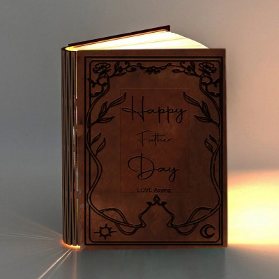 Personalized Wooden Folding Magnetic Glowing Book Lamp For Father's Day Gift