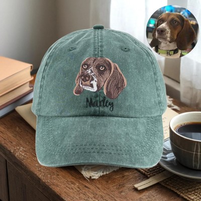Custom Pet Dog Face Photo Embroidered Hat For Pet Lover Memorial Keepsake Gift