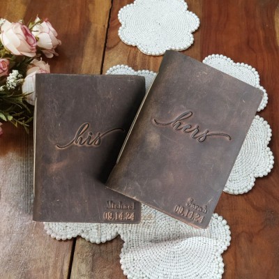 Personalized Leather His Her Vow Books for Couple Keepsake Anniversary Gifts