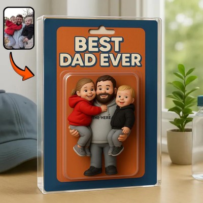 Custom Photo Dad And Kids Action Figure Acrylic Block For Father's Day Gift