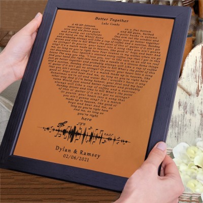 Personalized Leather Wedding Song Lyric Art Anniversary Gift For Wife Couple