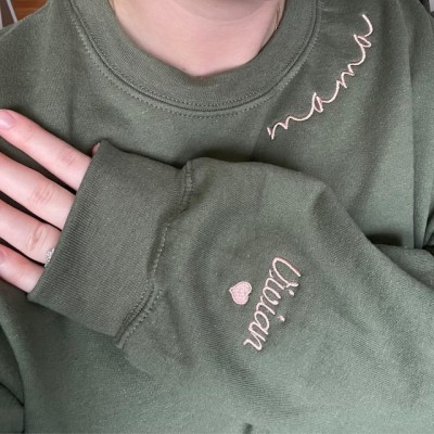 Custom Mama Embroidered Sweatshirt Hoodie Gift Ideas For Christmas Family Gift