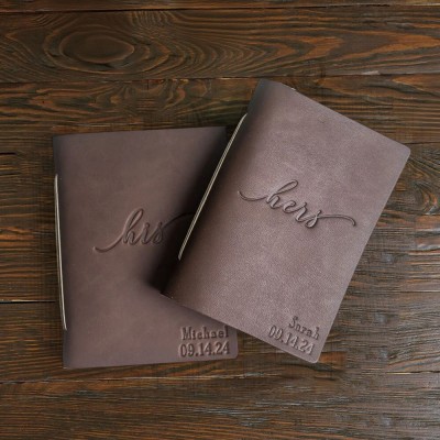 Personalized Leather His Her Vow Books for Couple Keepsake Anniversary Gifts