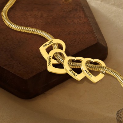 Personalized Name Bracelet With Heart Hollow Charm For Women Christmas Day