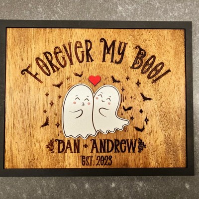 Personalized Forever My Boo Sign Halloween Couple Spooky Season Funny Home Decor