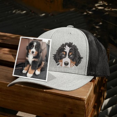 Custom Dog Face Photo Embroidered Hat For Pet Lover Gift
