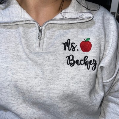 Personalized Teacher Apple Embroidered Sweatshirt Graduation Gift for a New Teacher