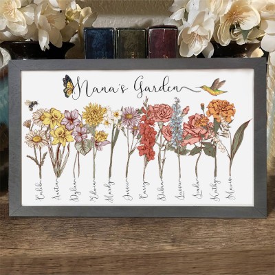 Custom Birth Flower Frame Home Art For Mom Grandma Family Christmas Gift Ideas
