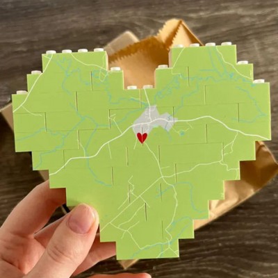 Personalized Map Heart Photo Building Block Puzzle For  Anniversary Valentine's Day New Home Gift