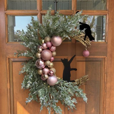 Christmas Black Cat Wreath