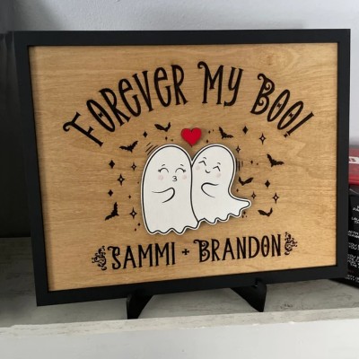 Personalized Forever My Boo Sign Halloween Couple Spooky Season Funny Home Decor