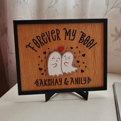 Personalized Forever My Boo Sign Halloween Couple Spooky Season Funny Home Decor