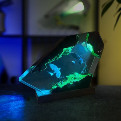 Handmade Flying Dragon Resin Lamp Couple Gift for Him or Her
