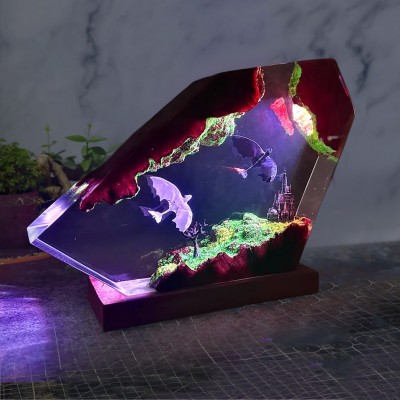 Handmade Flying Dragon Resin Lamp Couple Gift for Him or Her
