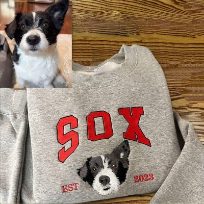 Custom Dog Face Photo Embroidered Hoodie Sweatshirt For Pet Lover Keepsake Gift