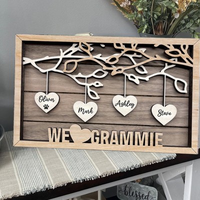 Custom Family Tree Wood Sign with Kids Name For Christmas Family Gift