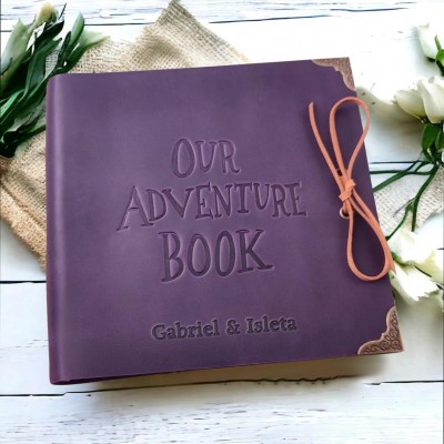 Our Adventure Book Personalized Leather Photo Album For Valentine's Day Anniversary Gift Ideas