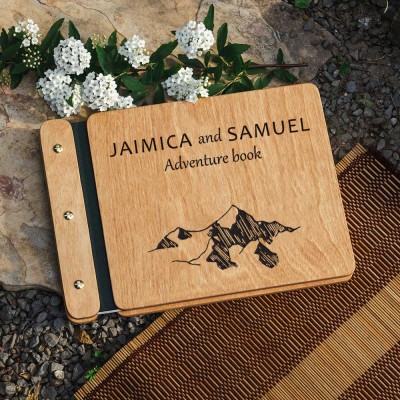 Our Wooden Adventure Book Personalized Leather Photo Album For Valentine's Day Anniversary Gift Ideas