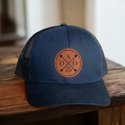 Custom Dad Leather Patch Hat With Est Year For Men Dad Father's Day Gift