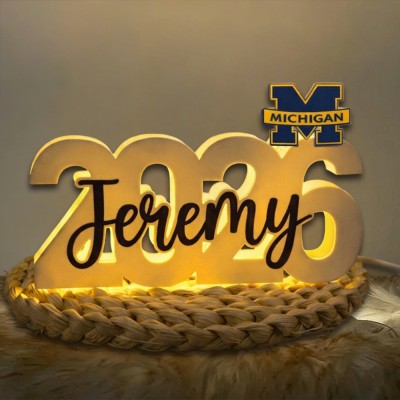 Personalized Graduation Light Box with School Mascot Custom Name LED Night Light Gift