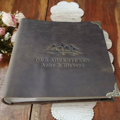 Our Adventure Book Personalized Leather Photo Travel Album For Valentine's Day Anniversary Gift Ideas