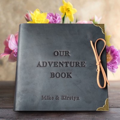 Our Adventure Book Personalized Leather Photo Album For Valentine's Day Anniversary Gift Ideas
