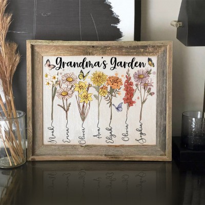 Custom Grandma's Garden Birth Flower Frame Home Art For Christmas Gift Ideas