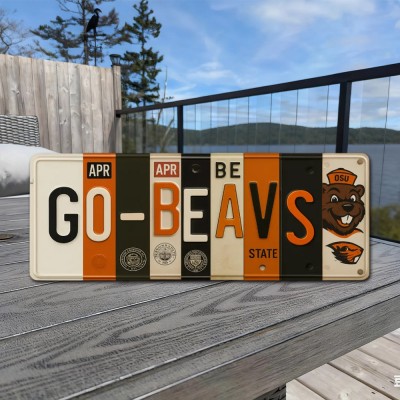 Go-Beavs License Plate Sign – Oregon State Beavers Wall Art Game Day Decor Christmas Gift