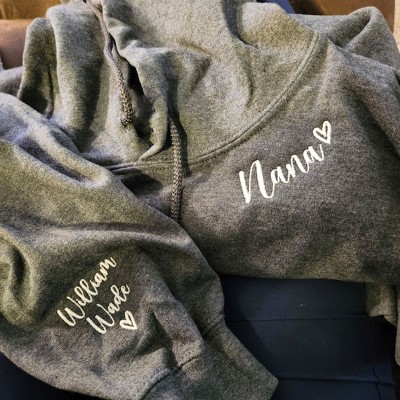 Custom Embroidered Nana Hoodie For Christmas Grandma Mom Gift