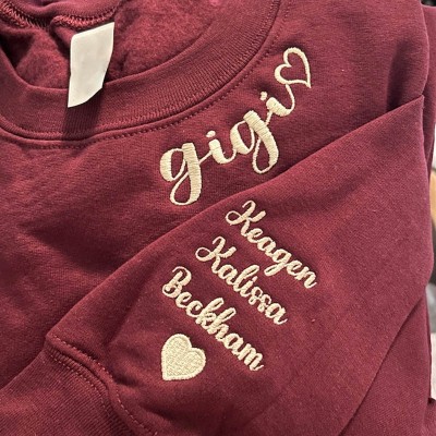 Custom Embroidered Gigi Sweatshirt For Christmas Mom Grandma Gift