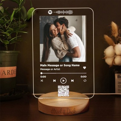 Personalized Photo Music Plaque Spotify Night Light Valentine's Day Gift For Girlfriend Boyfriend