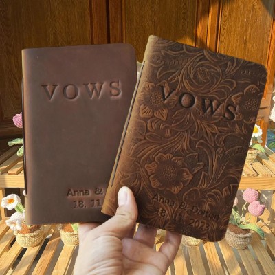 Personalized Leather Wedding Vow Books for Couple Keepsake Anniversary Gifts