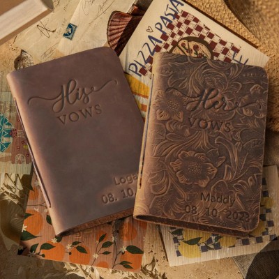 Personalized Leather His Her Vow Books for Couple Keepsake Anniversary Gifts
