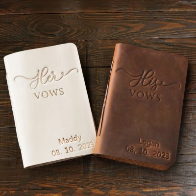 Personalized Leather His Her Vow Books for Couple Keepsake Anniversary Gifts