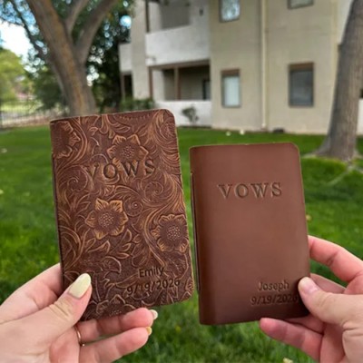 Personalized Leather Vow Books for Couple Keepsake Anniversary Gifts