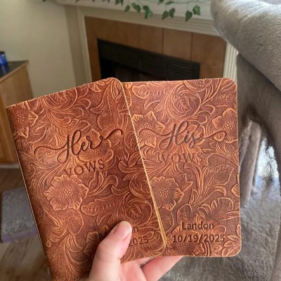 Personalized Leather Her His Vow Books for Couple Anniversary Valentines Day Gifts