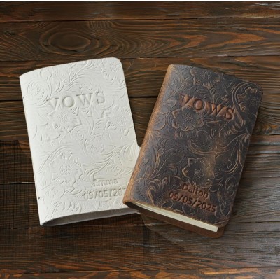 Personalized Leather Vow Books for Couple Keepsake Anniversary Gifts