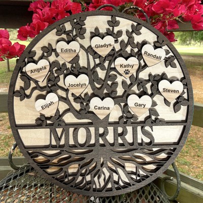 Custom Family Tree Wood Sign Home Wall Art Decor For Christmas Family Gift
