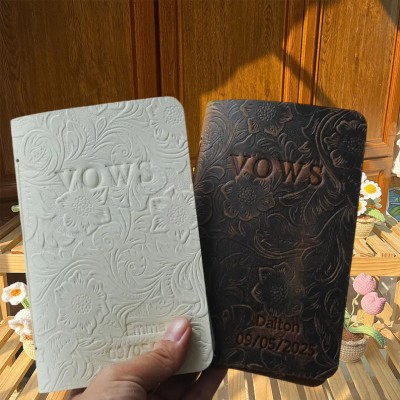 Personalized Leather Wedding Vow Books for Couple Keepsake Anniversary Gifts