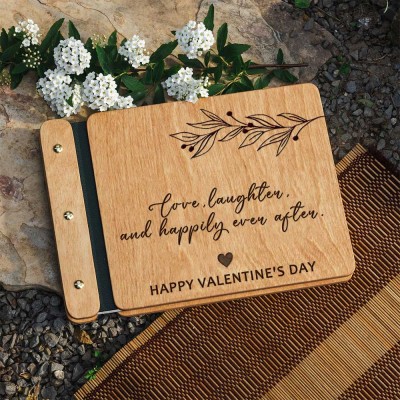 Our Wooden Adventure Book Personalized Leather Photo Album For Valentine's Day Anniversary Gift Ideas