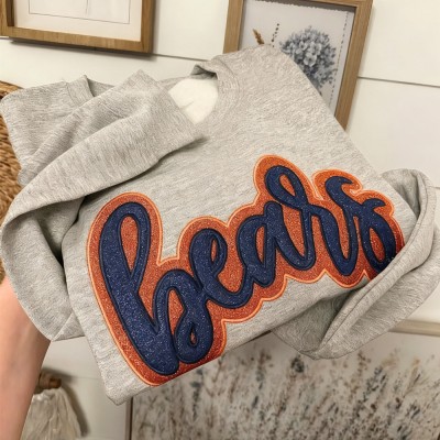 Custom Embroidered Glitter Team Sweatshirt School Spirit Shirt Game Day Christmas Gift
