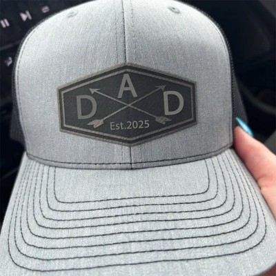 Custom Dad Leather Patch Hat With Est Year For Men Dad Father's Day Gift