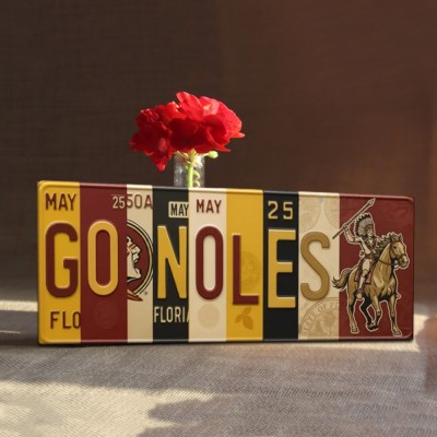 GO NOLES License-plate sign – Florida garnet & gold collage Wall Art Game Day Decor Christmas Gift