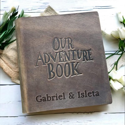 Our Adventure Book Personalized Leather Photo Album For Valentine's Day Anniversary Gift Ideas