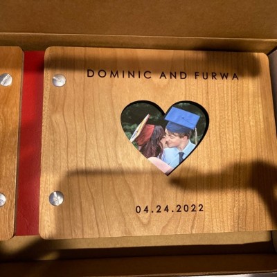 Our Adventure Book Custom Wood Couple Scrapbook For Valentine's Day Anniversary Gift