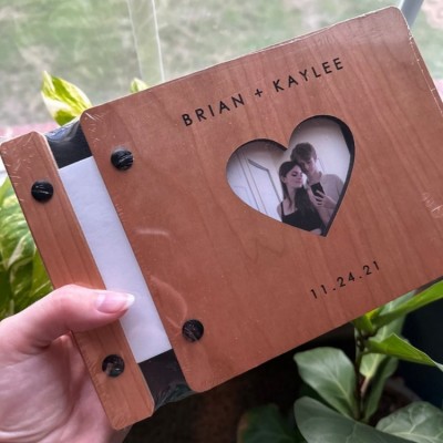 Our Adventure Book Custom Wood Couple Scrapbook For Valentine's Day Anniversary Gift