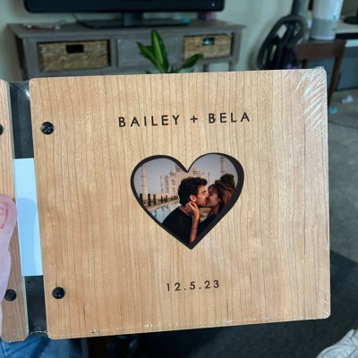 Our Adventure Book Custom Wood Couple Scrapbook For Valentine's Day Anniversary Gift